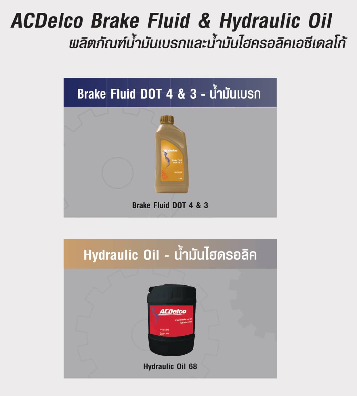 น้ำมันเบรกและน้ำมันไฮดรอลิค, น้ำมันเบรกและน้ำมันไฮดรอลิค เอซีเดลโก้