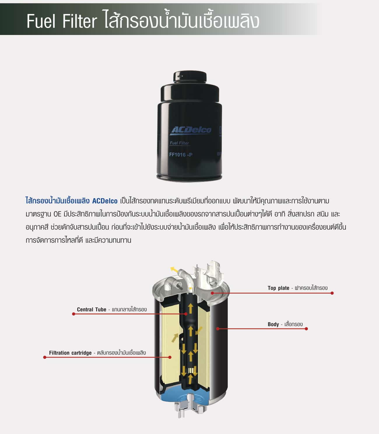 ไส้กรองน้ำมันเชื้อเพลิง, ไส้กรองน้ำมันเชื้อเพลิง เอซีเดลโก้